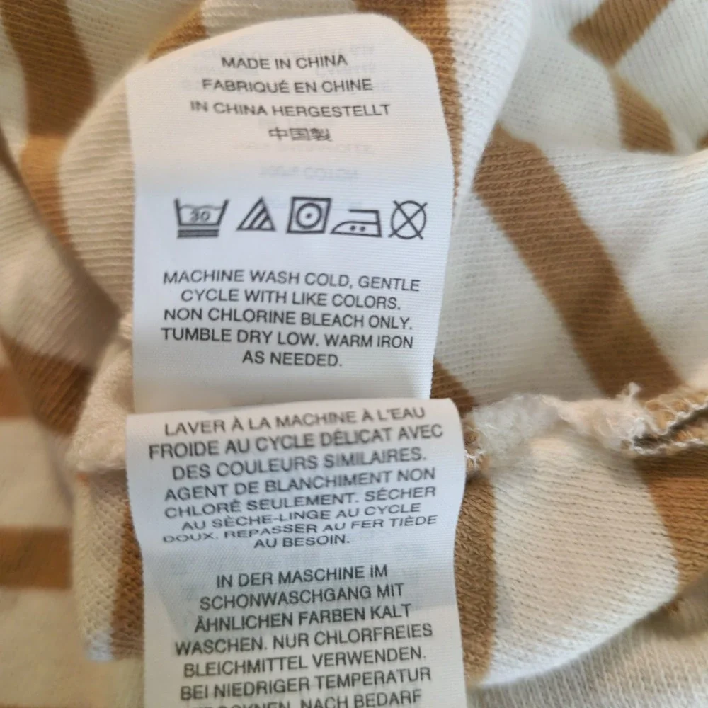 J. Crew Top Long Sleeve Brown White Striped Oversized XXS